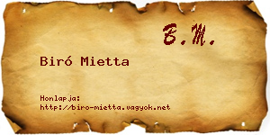 Biró Mietta névjegykártya